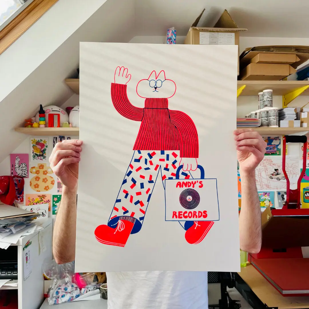 Andy's Records Screen Print By YUK FUN