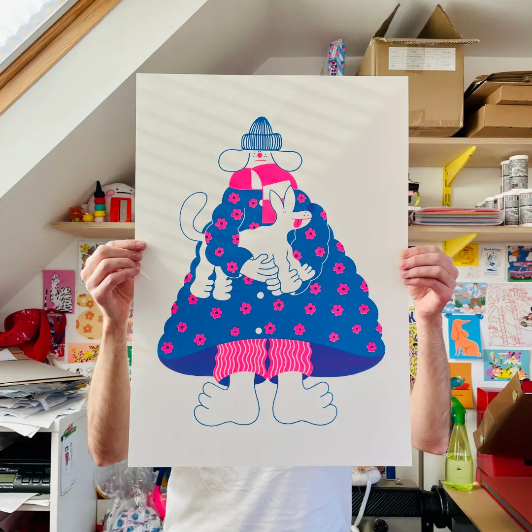 Dog Owner Art Screen Print By YUK FUN