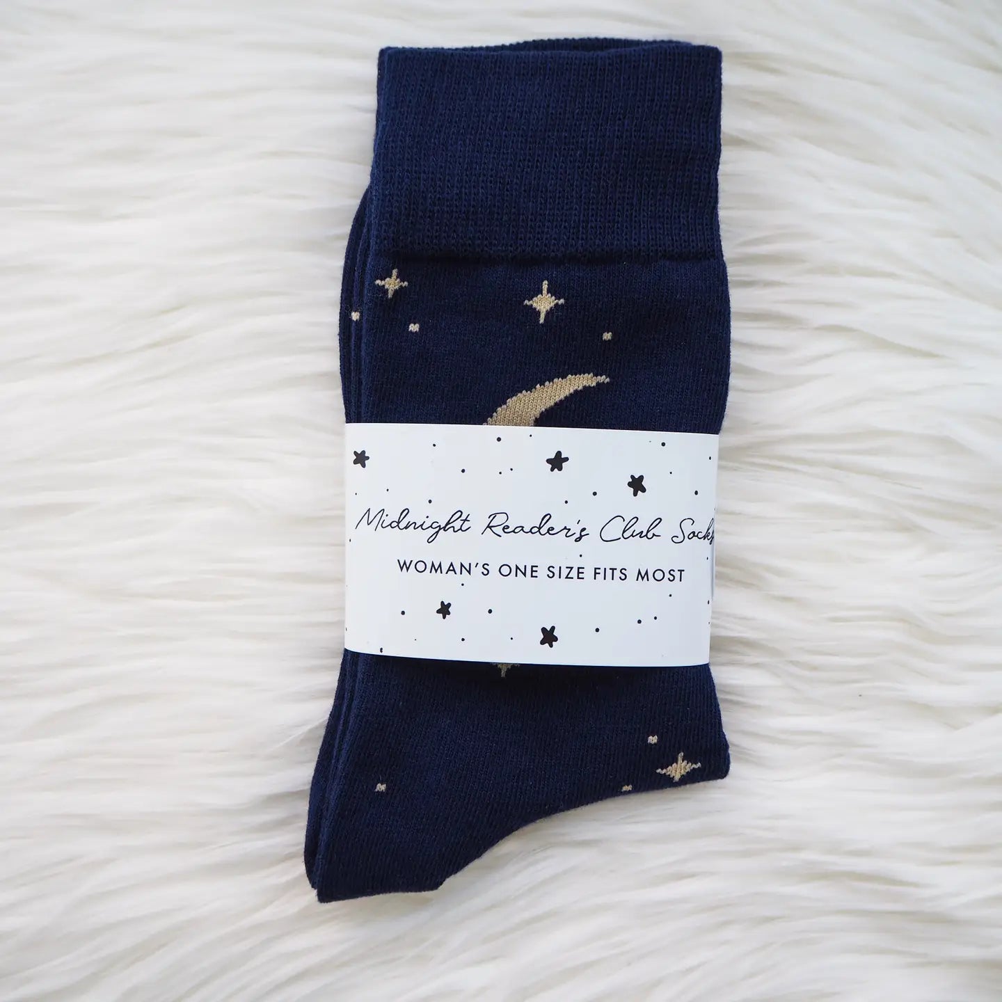 Book Lover Blue Cotton Socks Moon Star by Literary Emporium