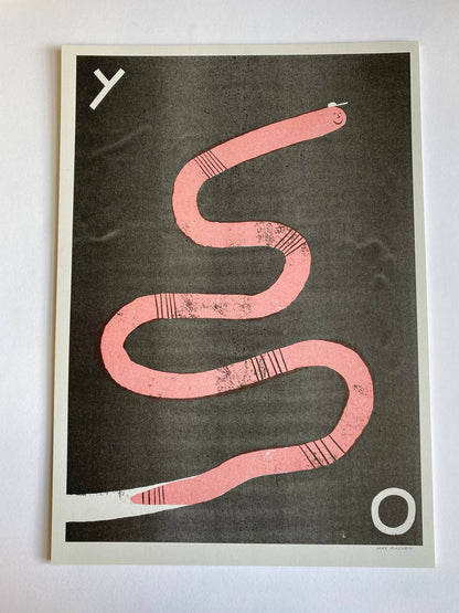 Cool Worm Risograph Print By Maxy Machen