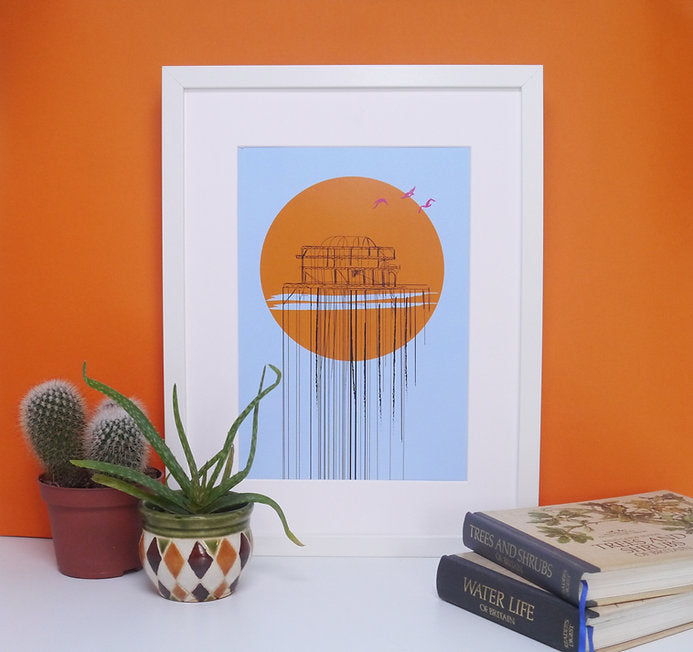 The West Pier Brighton, Art Print by Keziah Furini