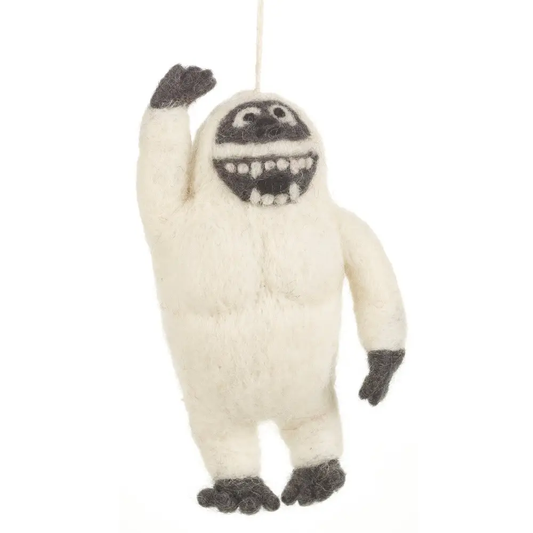 Handmade Felt Yeti Biodegradable Hanging Decoration by Felt So Good