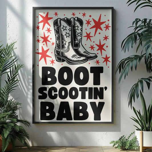 Boot Scootin’ Baby A4 Print by BlueIrisDesignsCo