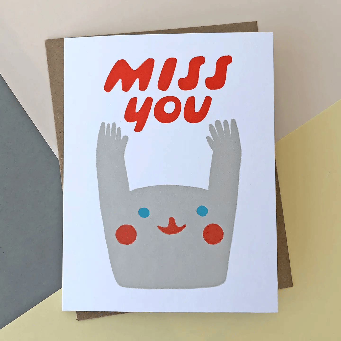 Miss You Letterpress Greeting Card by Sukie