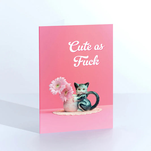 Cute as F**k Kitty greetings card