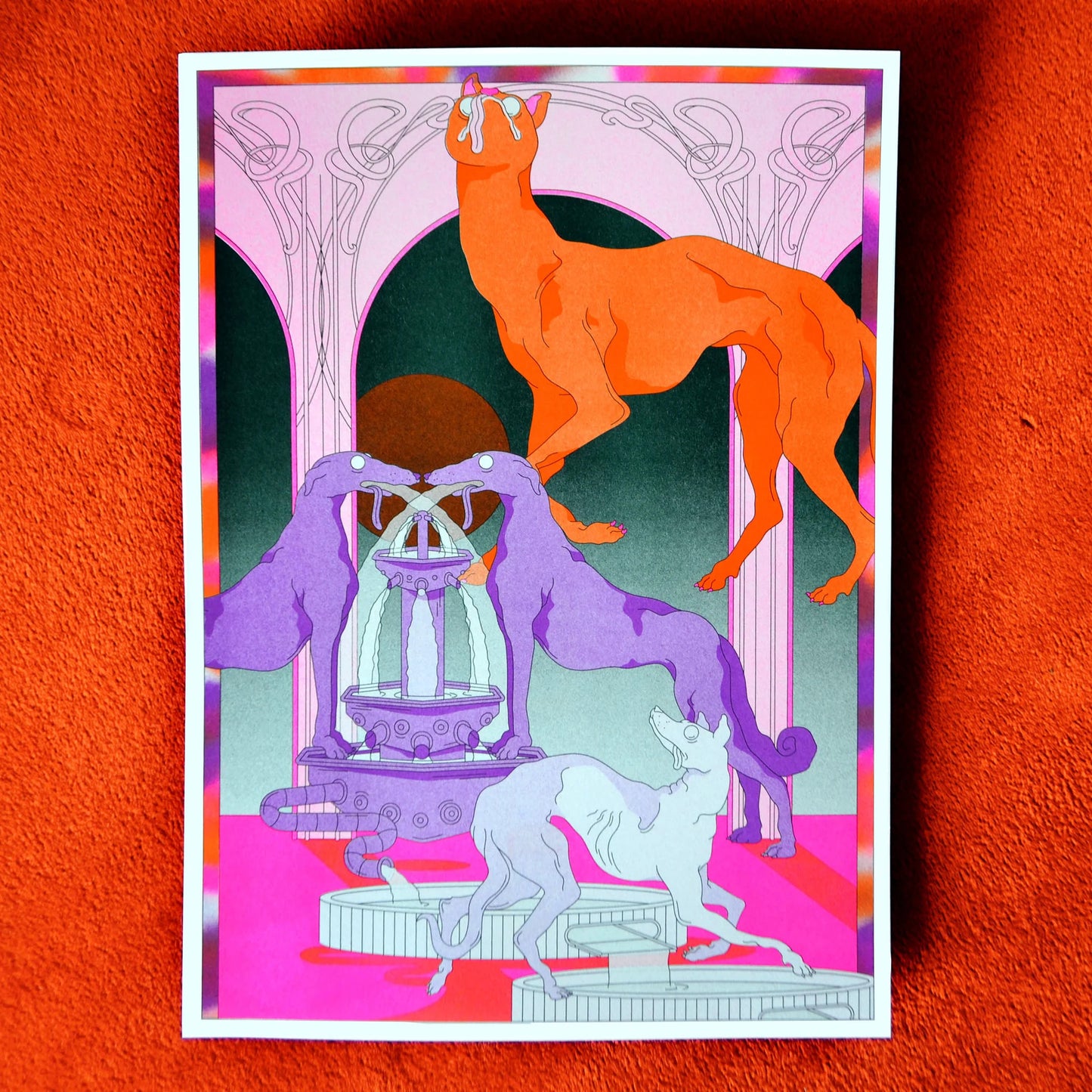 Fountain - Riso A3 Art Print by alice Monvaillier