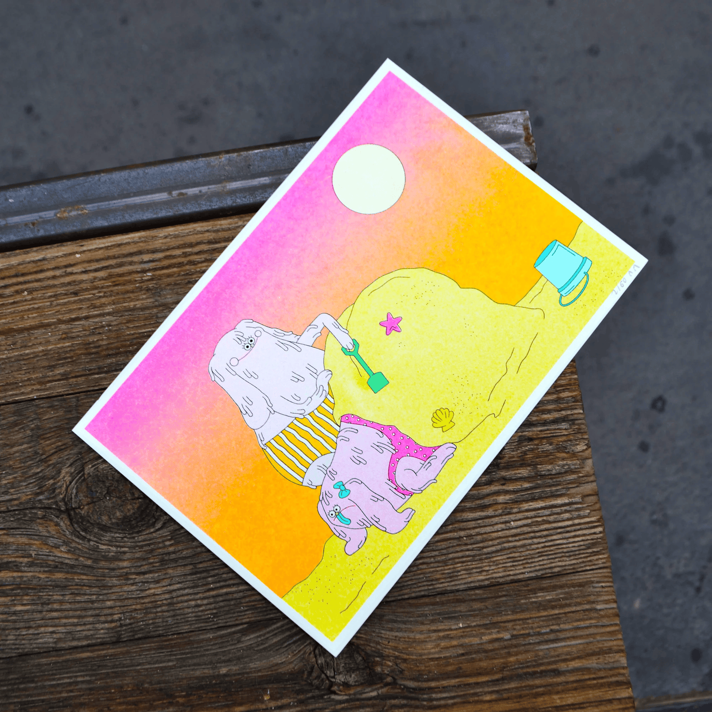 Sand castle - A5 riso print by Alice Monvaillier