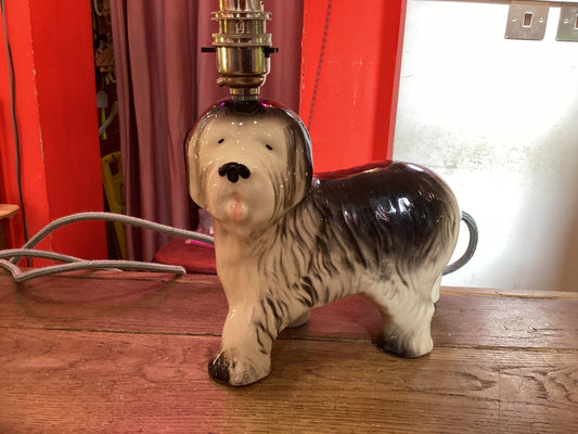 Vintage Long-Haired Dog Handmade Lamp by Lost and Foundry