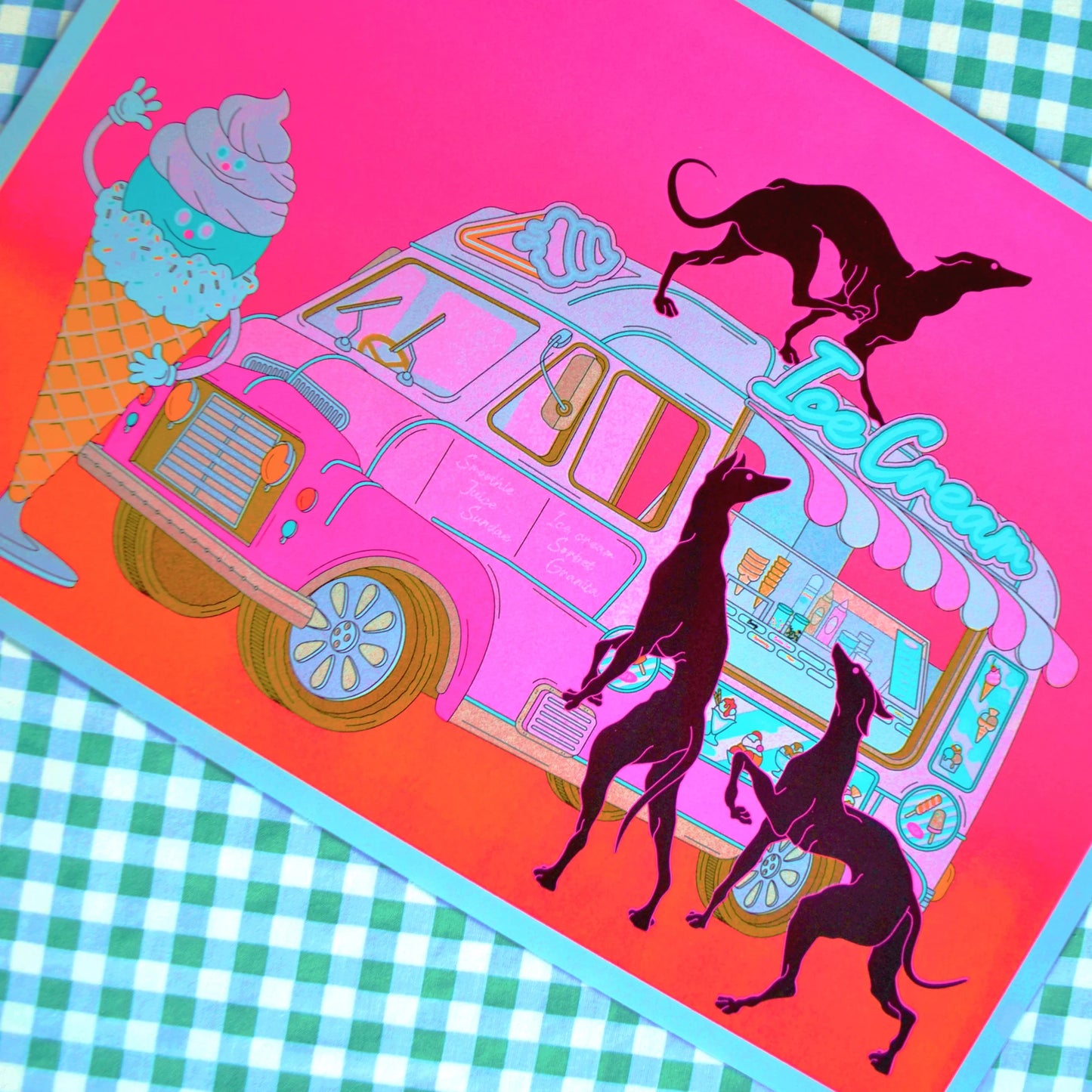 Ice Cream - Riso A3 Art Print by alice Monvaillier