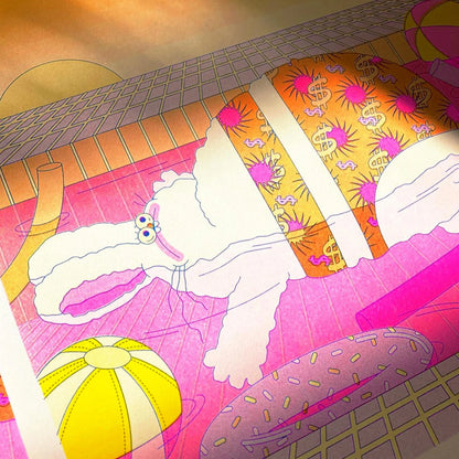 Summer Break - Riso A3 Art Print by alice Monvaillier