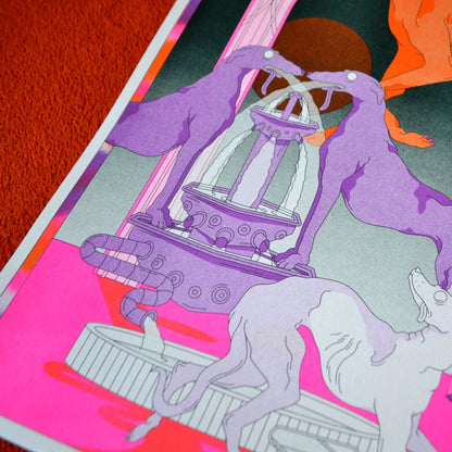 Fountain - Riso A3 Art Print by alice Monvaillier