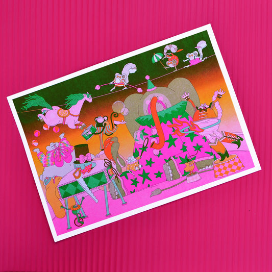 Circus - Riso A3 Art Print by alice Monvaillier