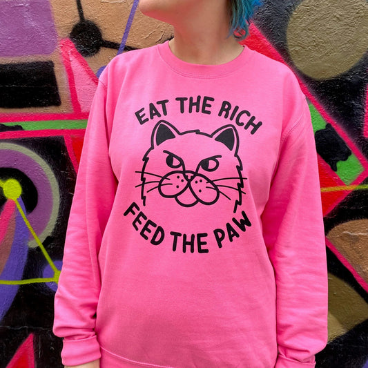 ‘EAT THE RICH’ Cat Unisex Sweatshirt By Hello Dodo