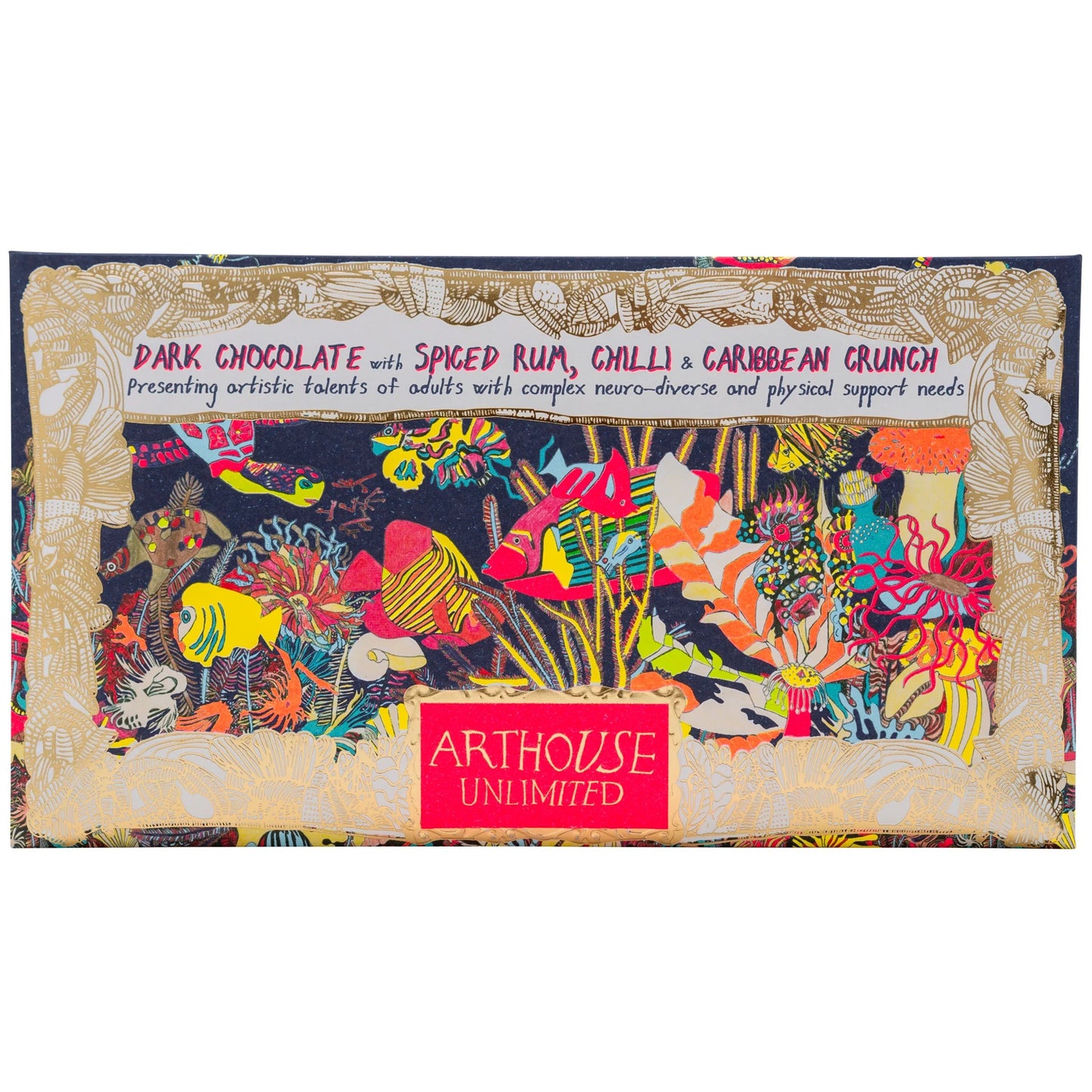 Angels of The Deep, Dark Chocolate Bar with Spiced Rum, Chilli & Caribbean Crunch by ARTHOUSE
