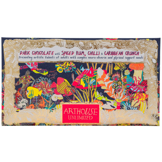 Angels of The Deep, Dark Chocolate Bar with Spiced Rum, Chilli & Caribbean Crunch by ARTHOUSE