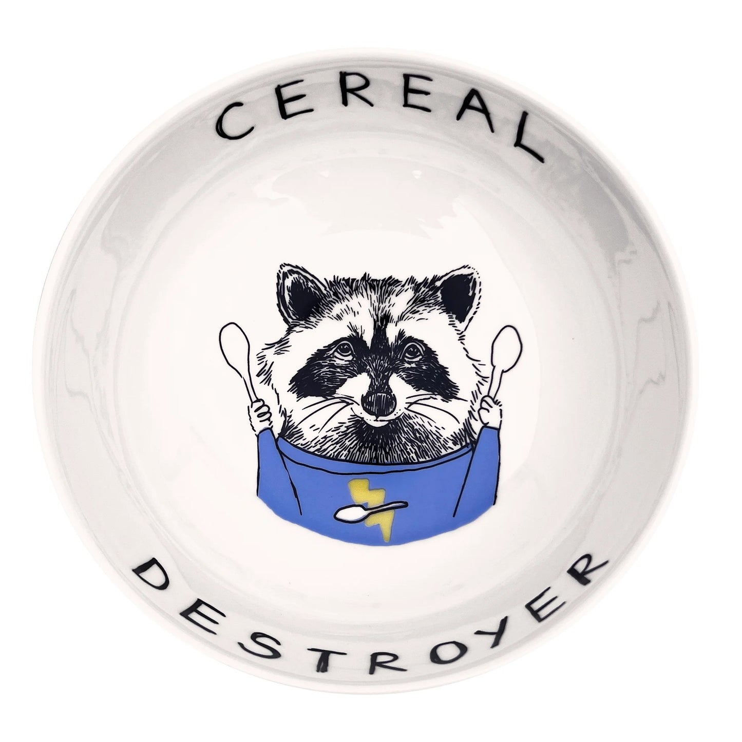 'Cereal Destroyer' Raccoon Bowl by Jimbobart