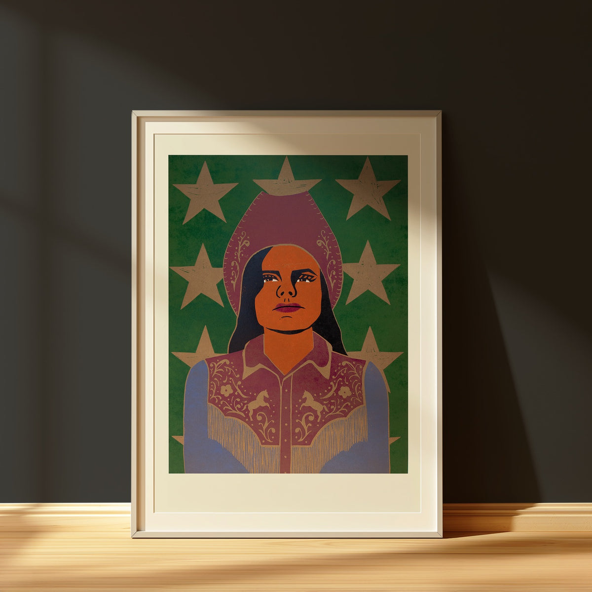 'Go Get'em, Cowgirl' Lino Print By Kate Gerrard