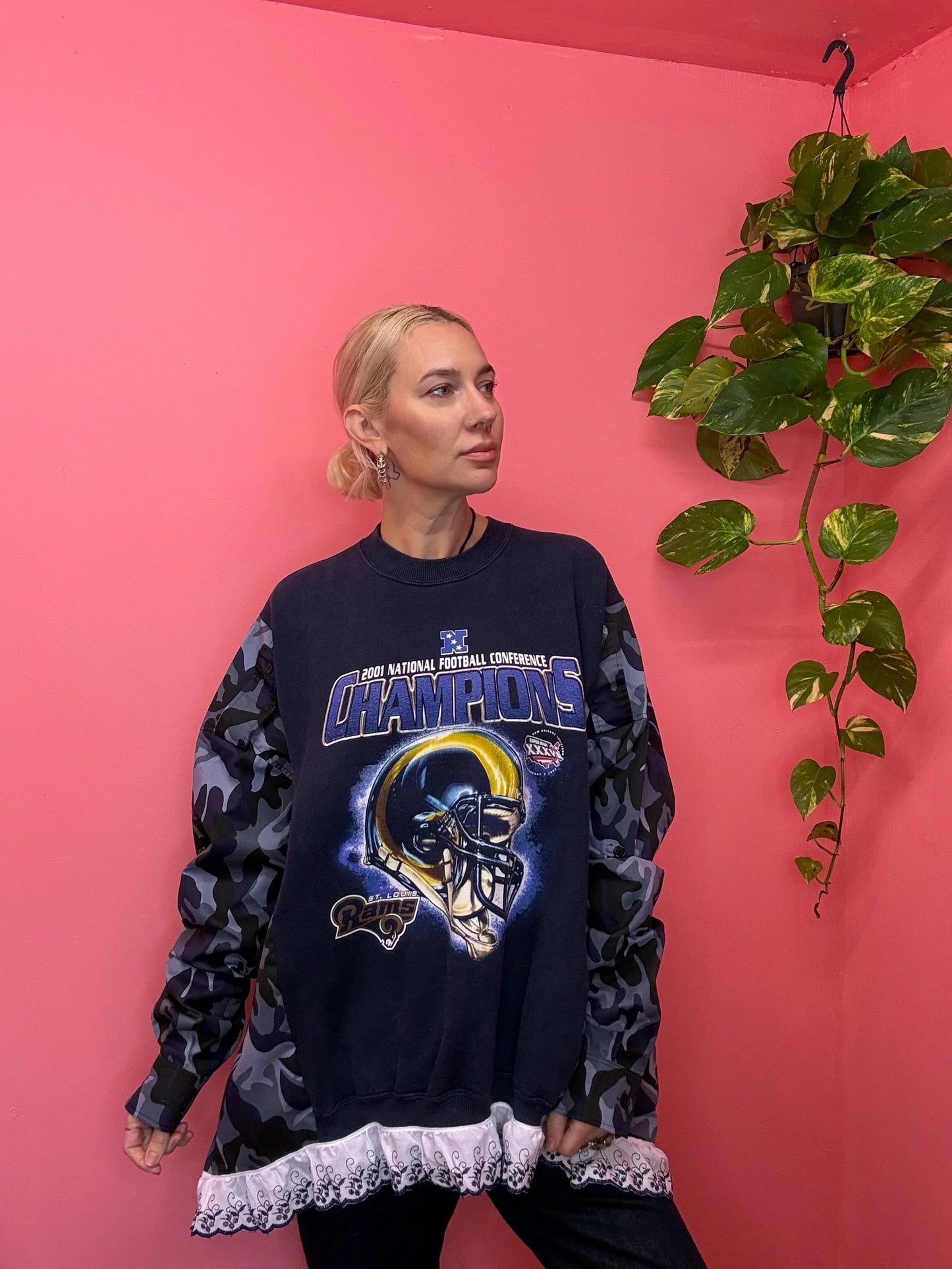 Champions Football Blue Camo Lazy Top Vintage T-shirt By ByByrd