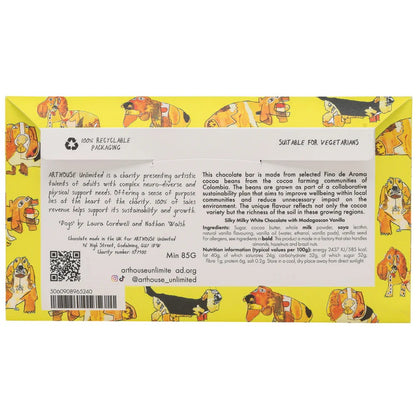 Happy Hounds, Silky Milky White Chocolate Bar with Madagascan Vanilla by ARTHOUSE
