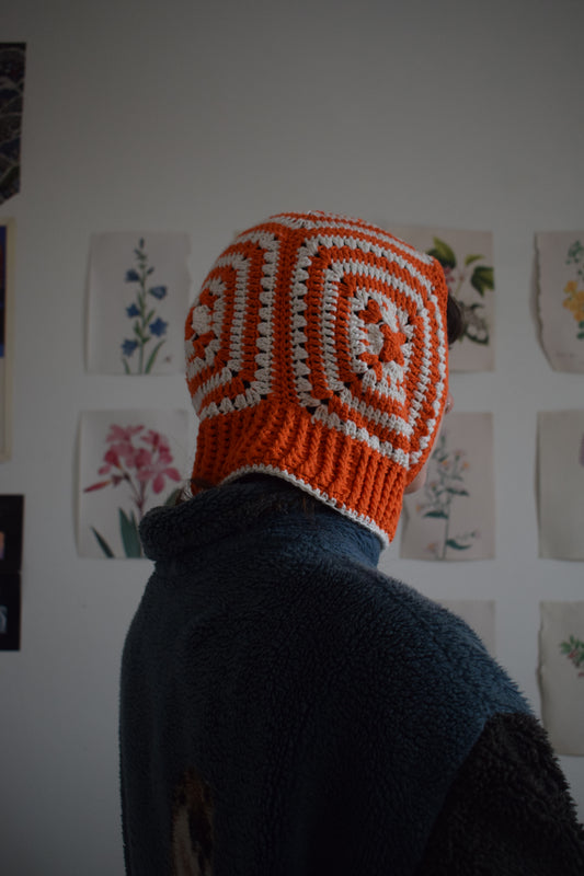 Balaclava/Snood Crochet Orange & White by HoleyCow Crochet