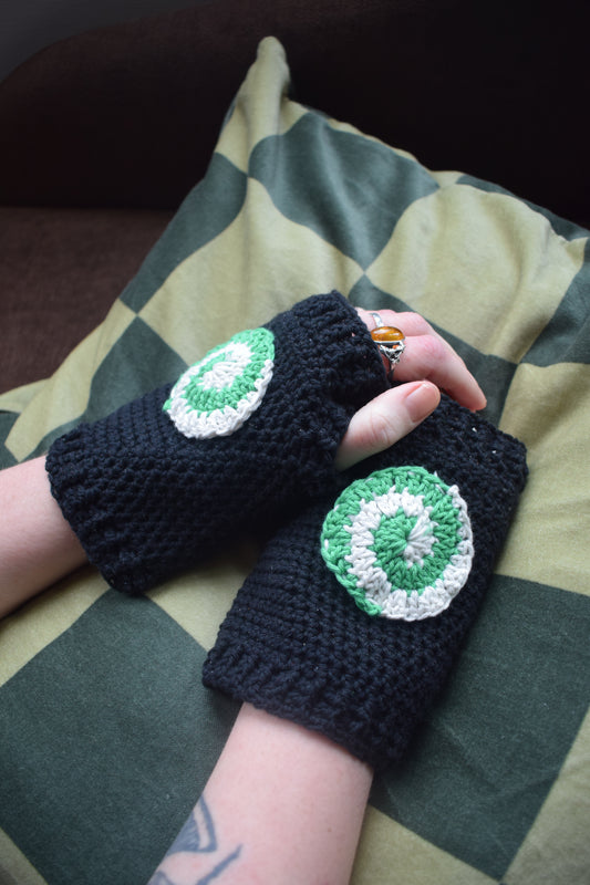 Black Crochet hand warmers by HoleyCow