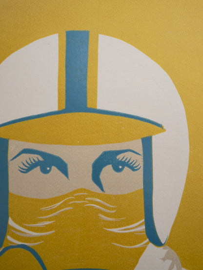 'DRIVE, DRIVE, DRIVE!' Lino Print By Kate Gerrard