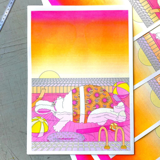 Summer Break - Riso A3 Art Print by alice Monvaillier