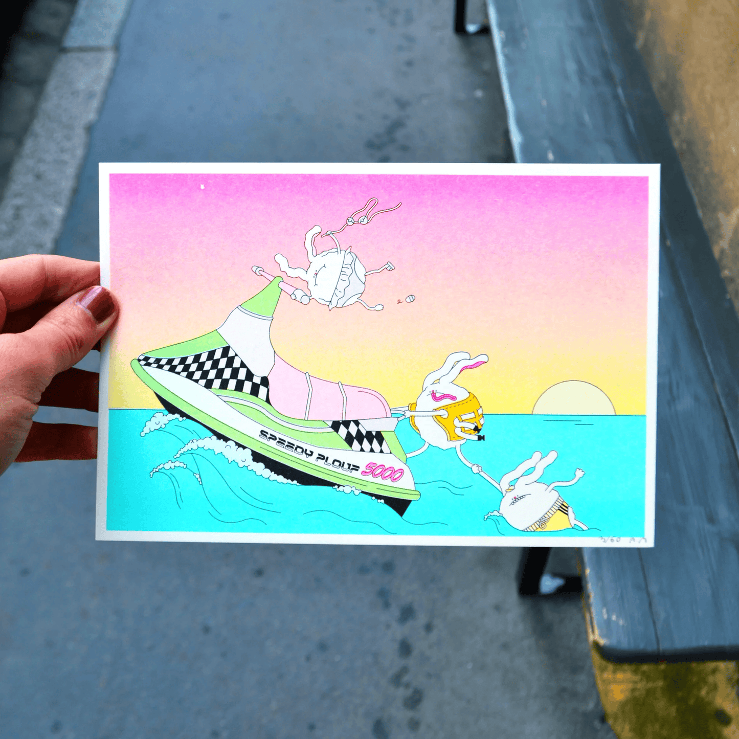 Jetski - A5 riso print by Alice Monvaillier