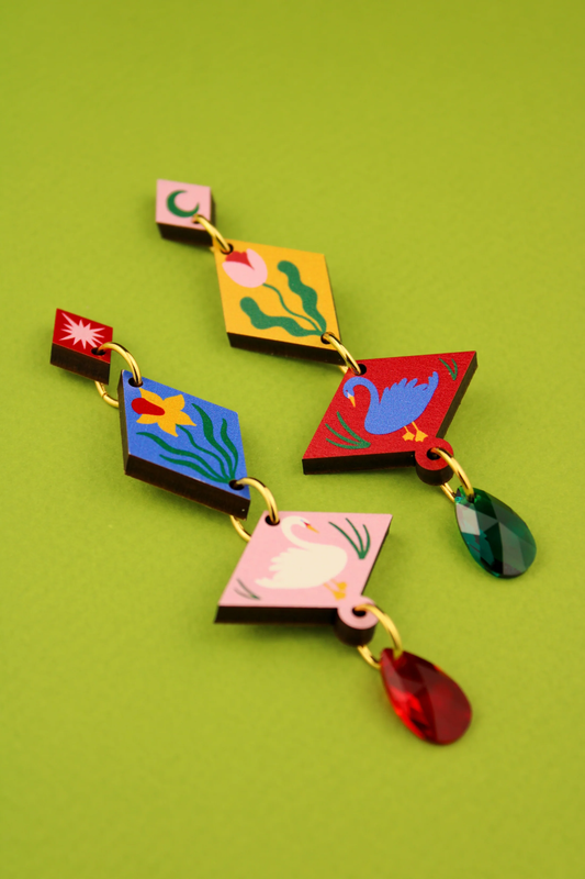 Spring Harlequin Earrings by Misfit Makes