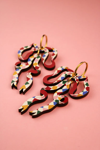 Harlequin Bow Earrings by Misfit Makes