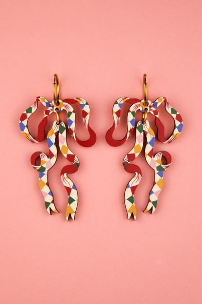 Harlequin Bow Earrings by Misfit Makes