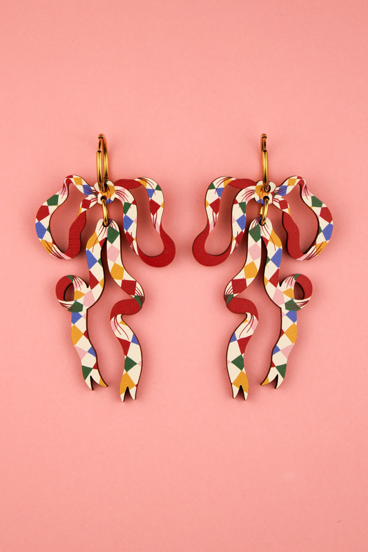 Harlequin Bow Earrings by Misfit Makes