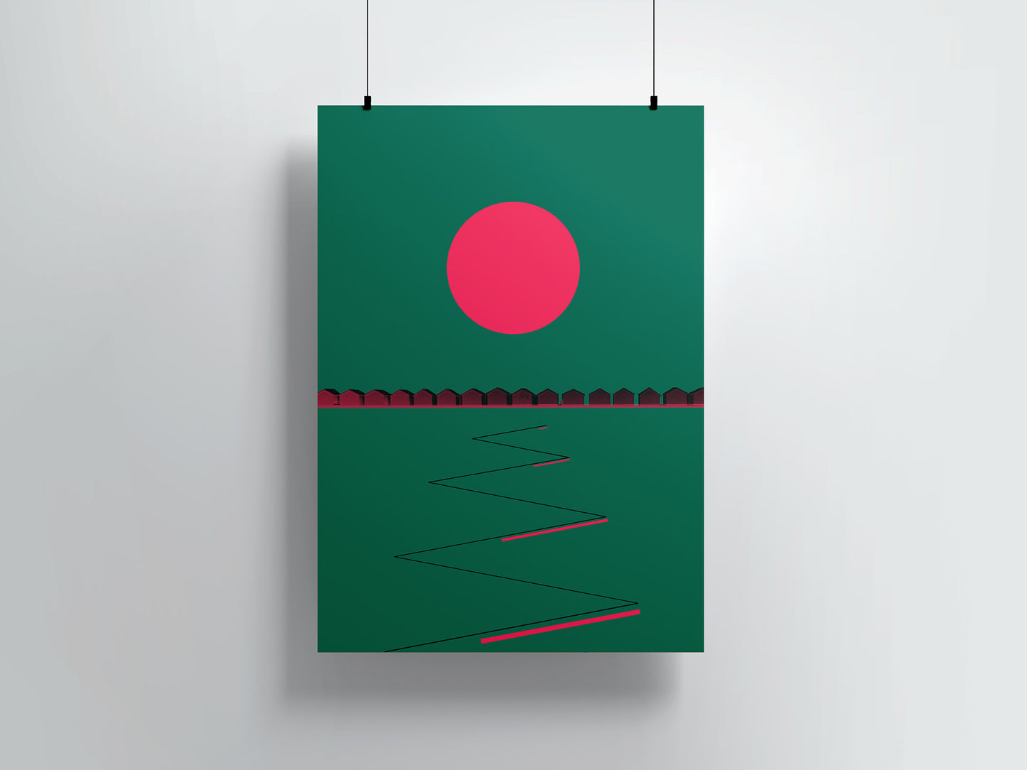 Hove Lawns and graphic wall Art Print by Basz Design