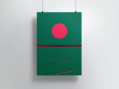 Hove Lawns and graphic wall Art Print by Basz Design