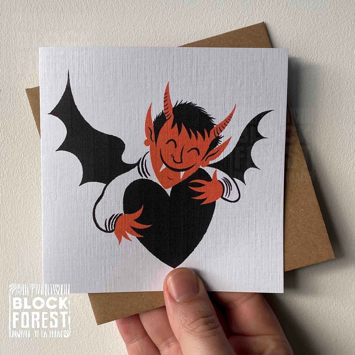 Devil Hug Greetings Card By Blockforest