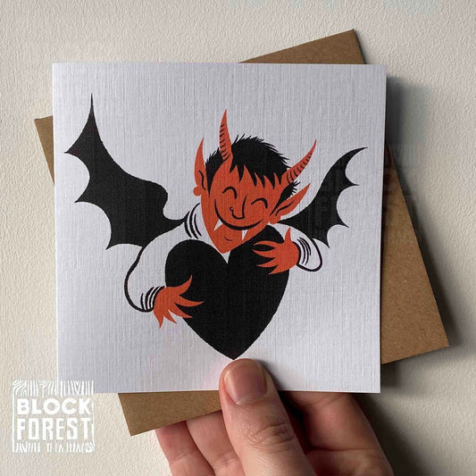 Devil Hug Greetings Card By Blockforest