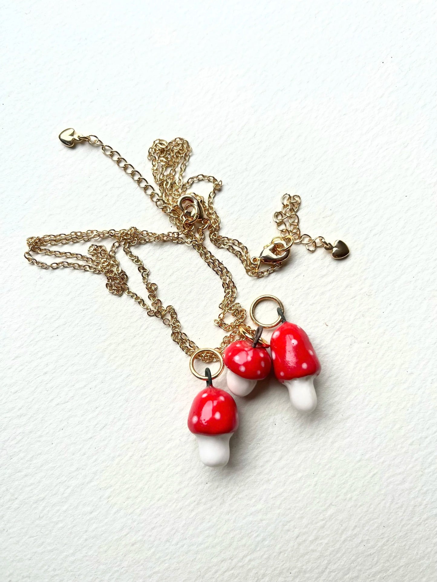Little Hand-painted Porcelain Mushroom Pendant By REBECCA EDELMANN