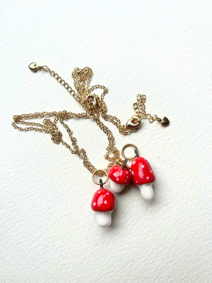 Little Hand-painted Porcelain Mushroom Pendant By REBECCA EDELMANN