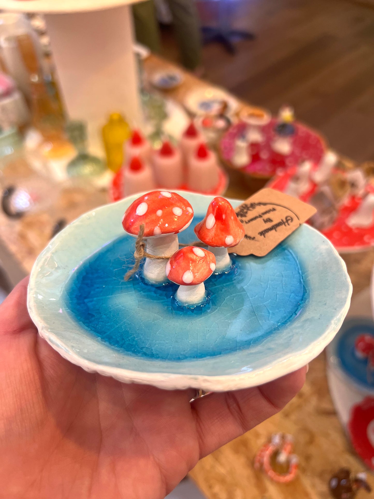 Toadstool Ceramic Trinket Plate By Pixies Pottery