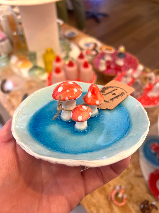 Toadstool Ceramic Trinket Plate By Pixies Pottery