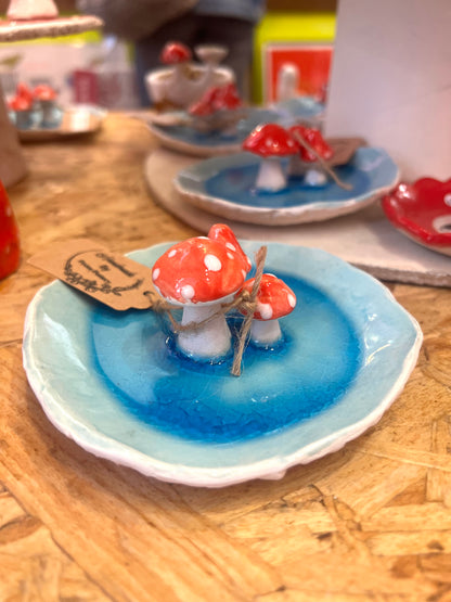 Toadstool Ceramic Trinket Plate By Pixies Pottery