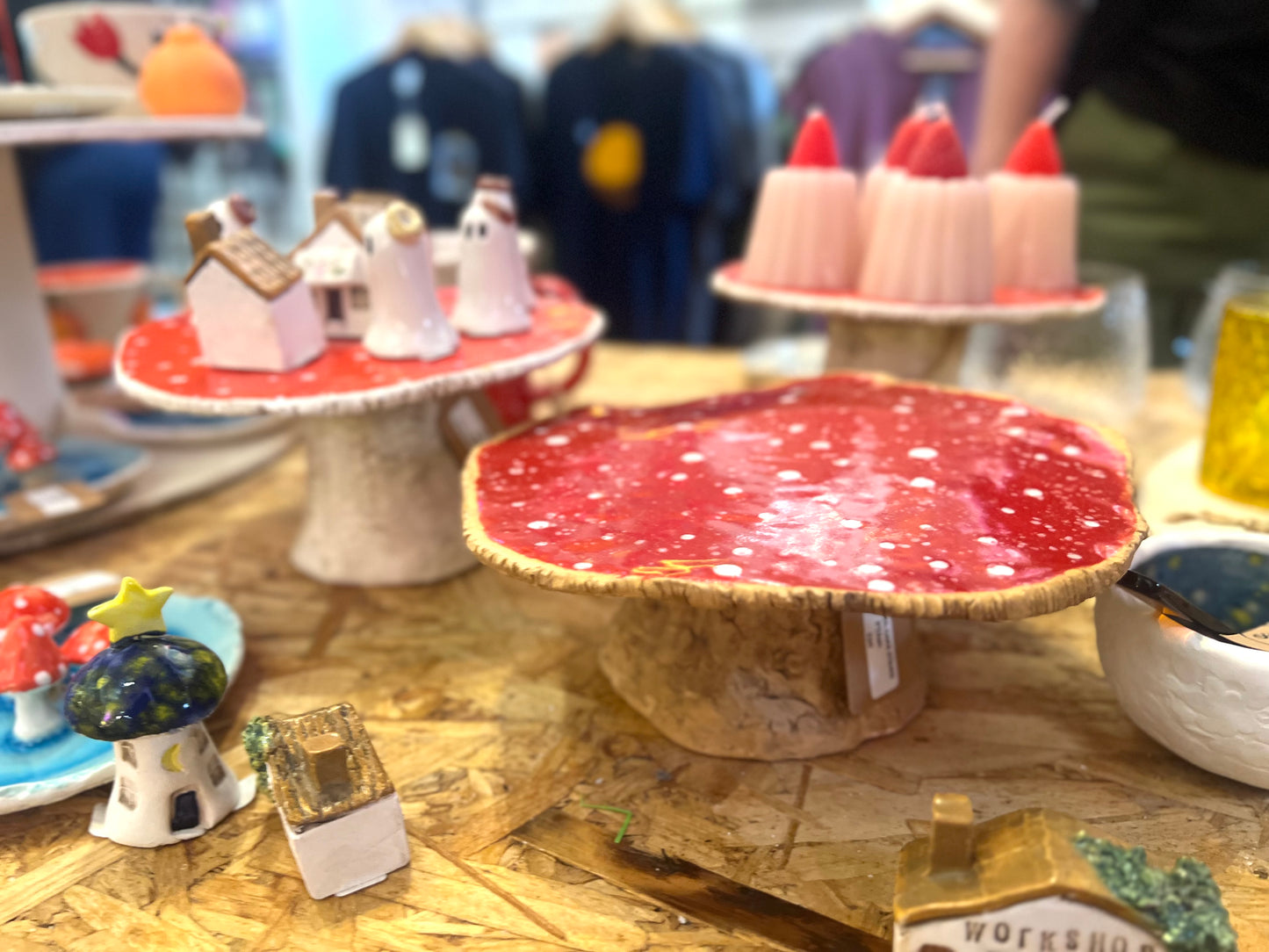 Toadstool Ceramic Cake Stand By Pixies Pottery