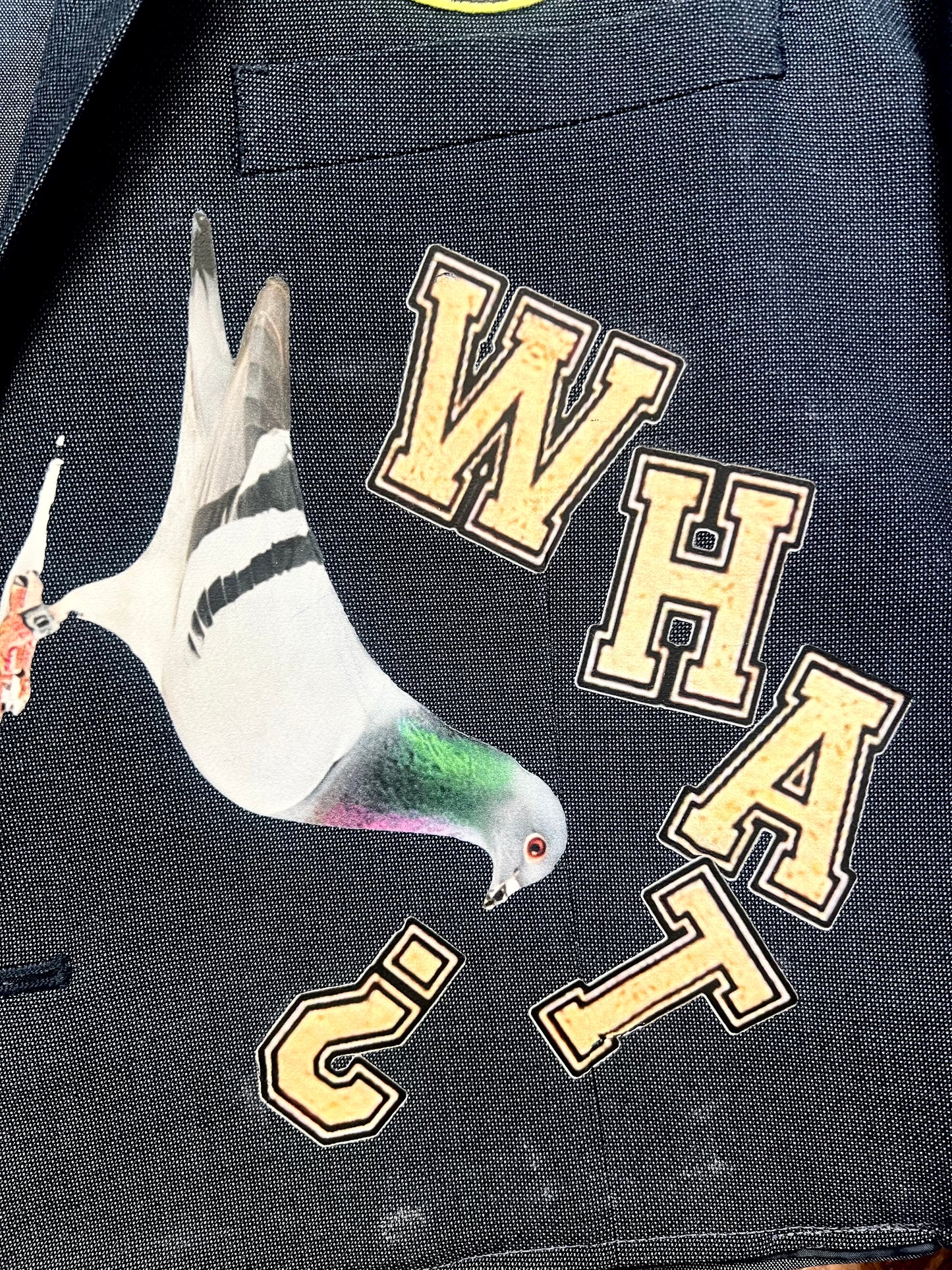 Upcycled Cropped Blazer With Pins,  Patches And Pigeon by Snacks