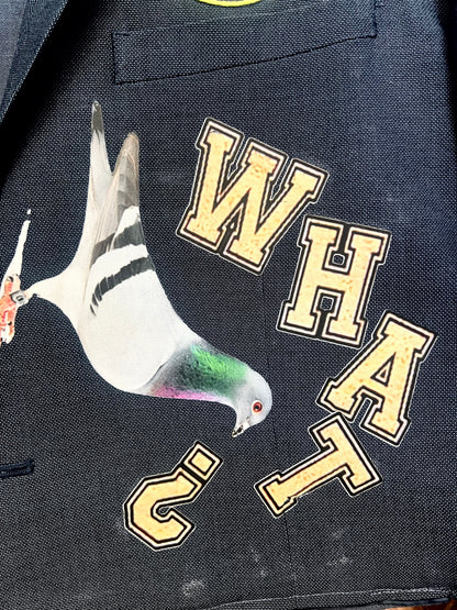 Upcycled Cropped Blazer With Pins,  Patches And Pigeon by Snacks