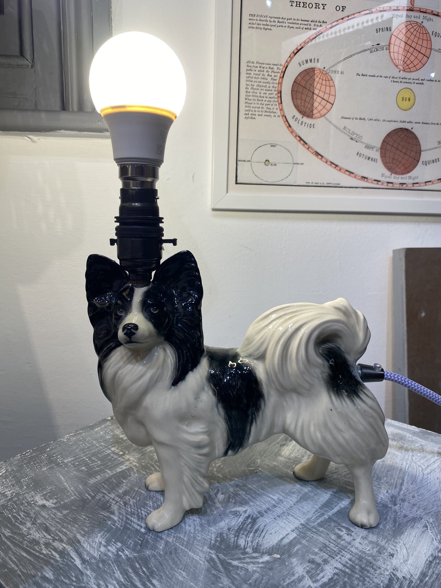 Papillon Dog Ceramic Vintage Lamp by Lost & Foundry