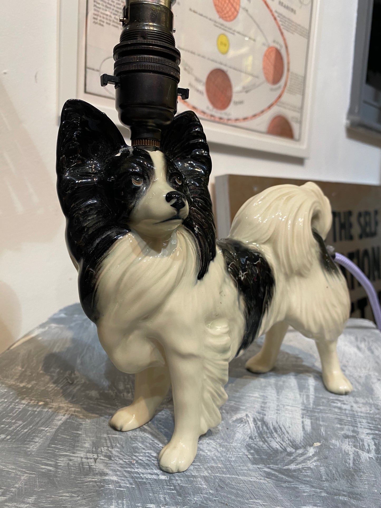 Papillon Dog Ceramic Vintage Lamp by Lost & Foundry