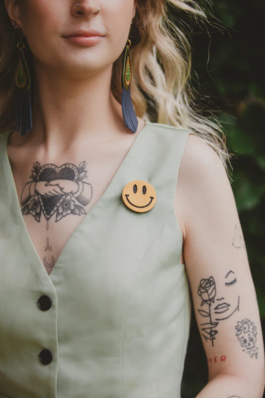 Smiley Brooch Yellow by Luna Design