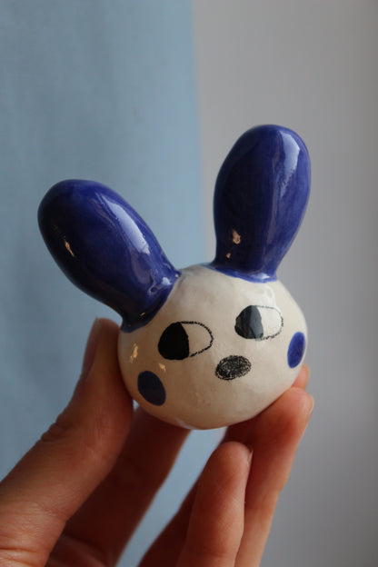 Blue Rabbit Head Ceramic Bunny by Studio Pastel