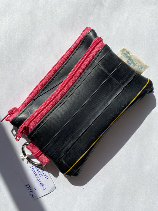 Small zipper pouch Pink recycled bicycle inner tube by Re-Inflatables