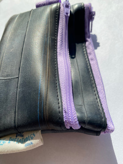 Small purple zipper pouch recycled bicycle inner tube by Re-Inflatables